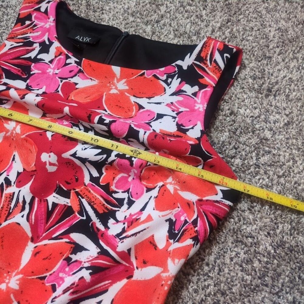ALYX Women's 4 RED PINK ORANGE BLACK Floral dress A-Line Sleeveless - Picture 4 of 8